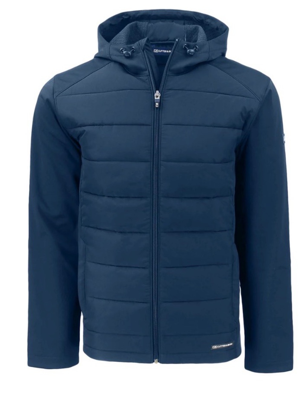 Cutter & Buck Men's Navy Hooded Hybrid Jacket, V logo (Vanderbilt/Villanova)